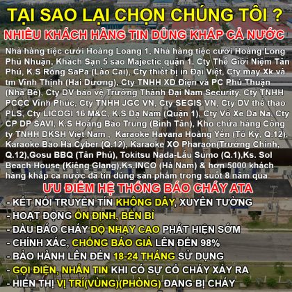 Hệ thống thiết bị báo cháy không dây ATA gia đình, cửa hàng, karaoke, khách sạn