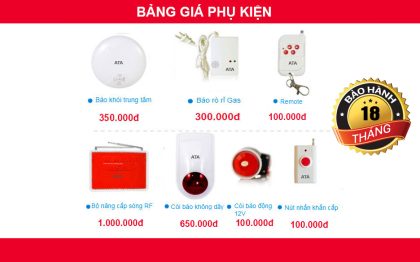 bảng giá Hệ thống thiết bị báo cháy không dây ATA gia đình, cửa hàng, karaoke, khách sạn