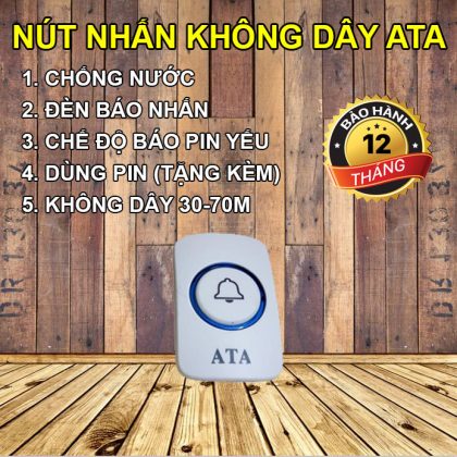 nút nhấn Hệ thống chuông gọi phục vụ không dây ATA AT-307A