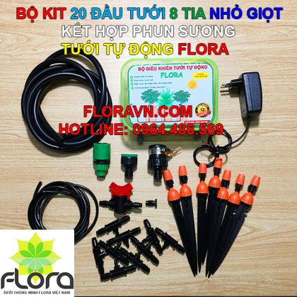 Bộ tưới tự động FLORA 20 vòi tưới 8 tia cắm gốc, phun sương giá rẻ