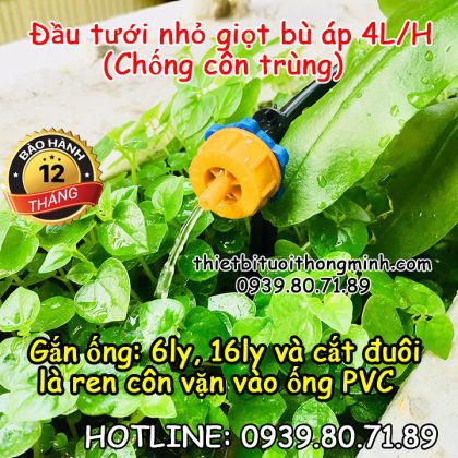 Béc tưới nhỏ giọt bù áp lưu lượng 4 lít/giờ florian