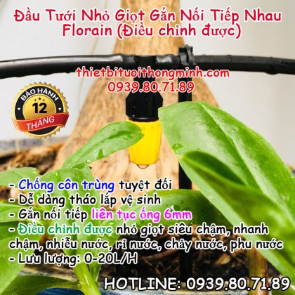 Đầu béc tưới nước gốc cây nhỏ giọt nối tiếp liên tục nhau Florain NT-02